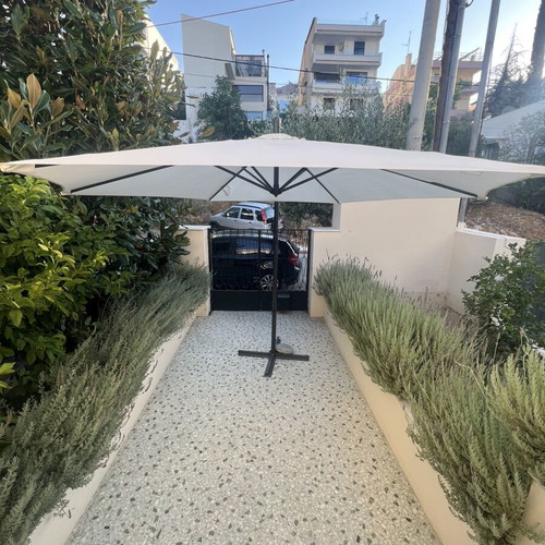 Large veranda umbrella used, garden and balcony