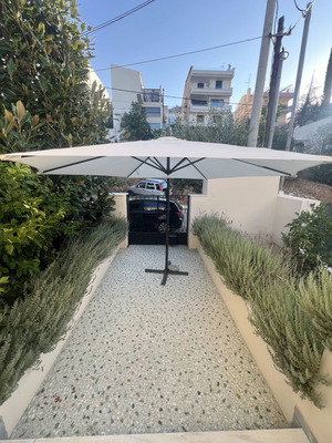 Large veranda umbrella used, garden and balcony