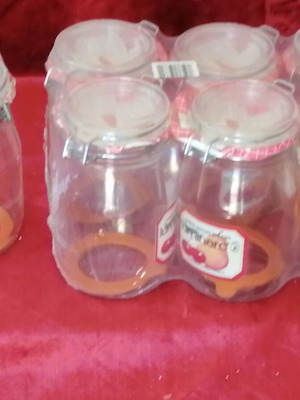 Glass jars with clamp 1 liter France set of 7 new from 1990