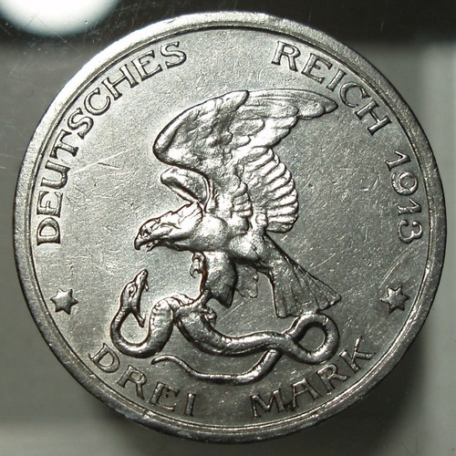 GERMAN STATES, PRUSSIA , COMMEMORATIVE  3 MARKS, WILHEM II, YEAR 1913.