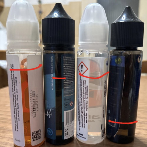 E-cigarette liquids used, Karma, Memories RY4, Witch Hunter, Manestro
