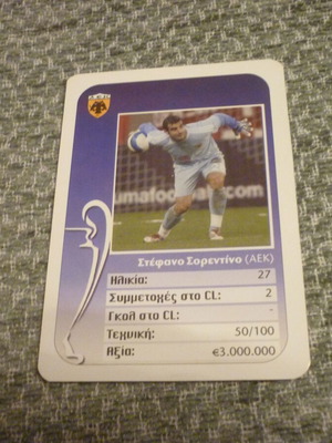 Stefano Sorrentino AEK collectible football card used