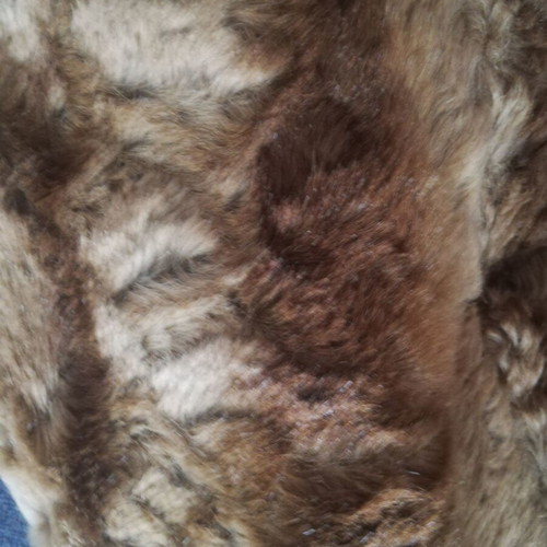 Handmade synthetic fur jacket, beige and brown, size S