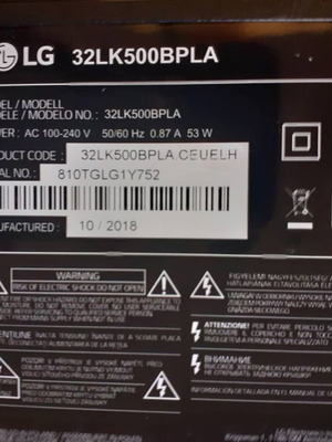 LG 32" πλακέτες μεταχειρισμένες για 32LK500BPLA με σπασμένη οθόνη