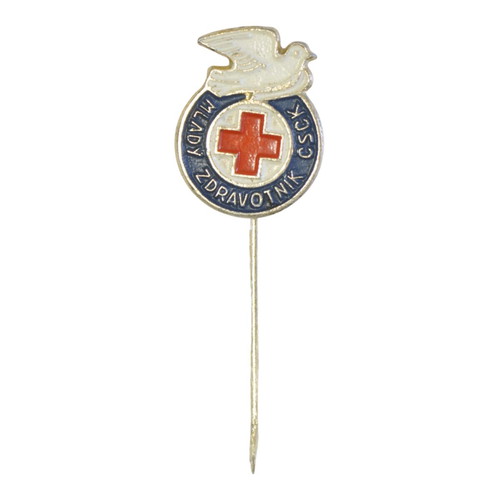 Red Cross Czechoslovakia pin used, old collectible