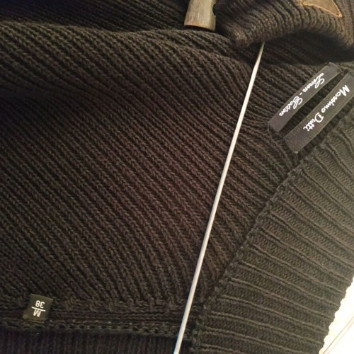 Massimo Dutti black cardigan used with leather accessories on collar and zipper
