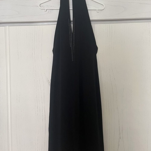 On Line Jeans black long elastic dress with silver details