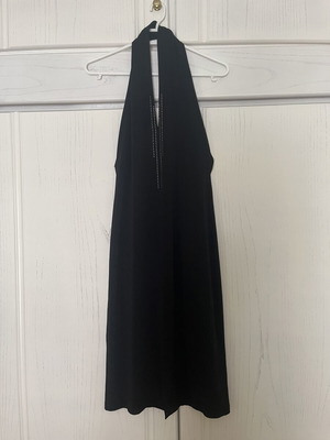 On Line Jeans black long elastic dress with silver details