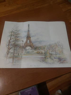 Watercolor of Eiffel Tower new, size 30x40