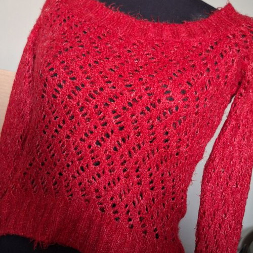 Vintage Red Burgundy Knitted Blouse Miss Denim new, size S/M