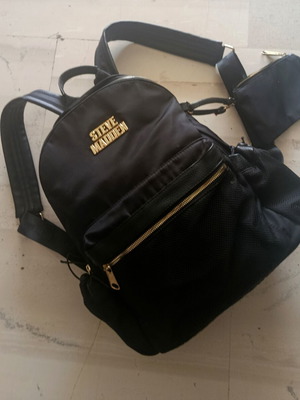 Steve Madden σακίδιο πλάτης καινούργιο, μαύρο με δερμάτινες λεπτομέρειες