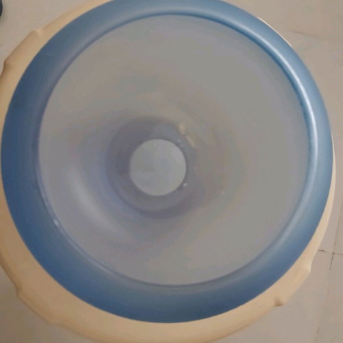 Matte colored glass sphere vase like new, sea gray blue