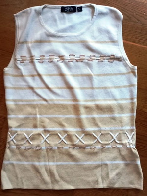 Women's blouse beige and cream striped like new, size M