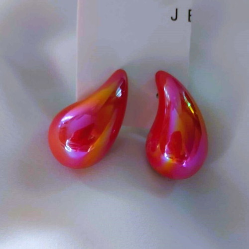 Teardrop earrings new iridescent orange-red-magenta-gold