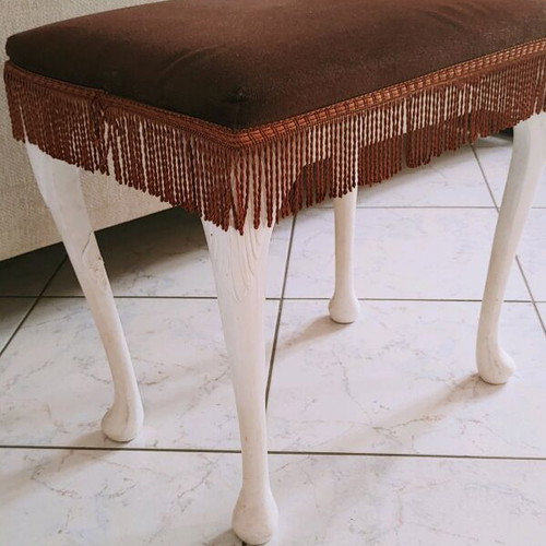 Small stool used with brown velvet and white wood