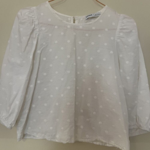 Pull and Bear polka dot shirt used, white cotton, size S