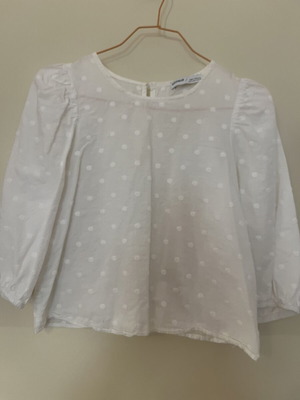 Pull and Bear polka dot shirt used, white cotton, size S