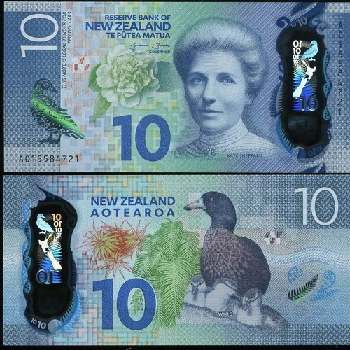 New Zealand 10 Dollar Polymer Banknote 2015 Uncirculated