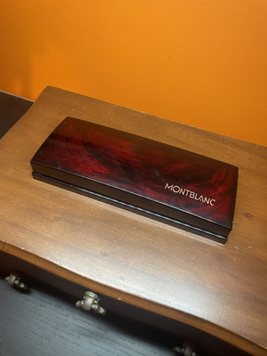 Montblanc vintage pen case with marbled red and black finish