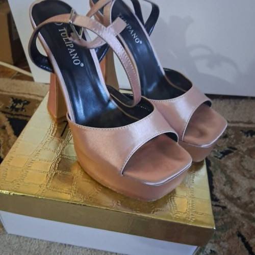 Tulipano high heel platform sandals like new, beige, size 38.5