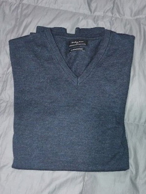 Zara Man pullover large, dark gray, like new, fine knit, V-neck