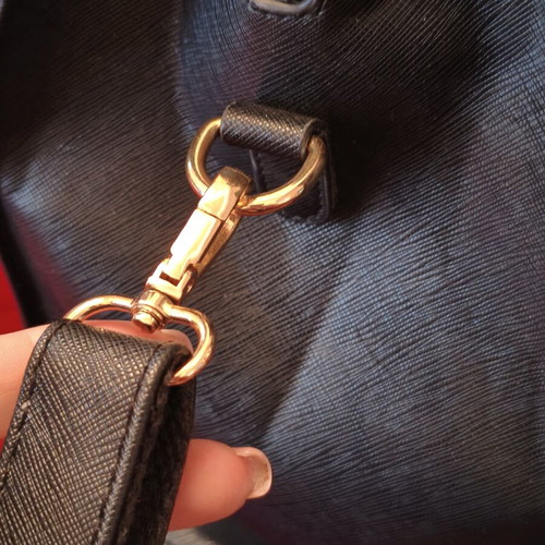 American Designed Black Shoulder Bag used, saffiano texture