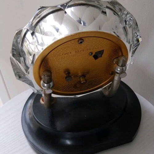 Mayak wind-up table clock used with mineral crystal 1980