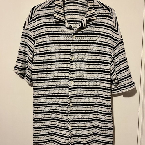 VAMOS striped short-sleeve shirt size L like new, black and white