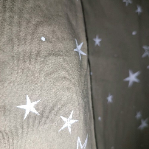 T-shirt khaki with stars used, cotton size M