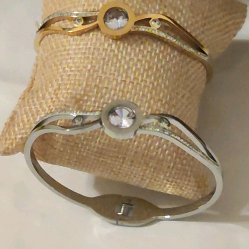 Steel handcuff bracelet new, gold and silver colors