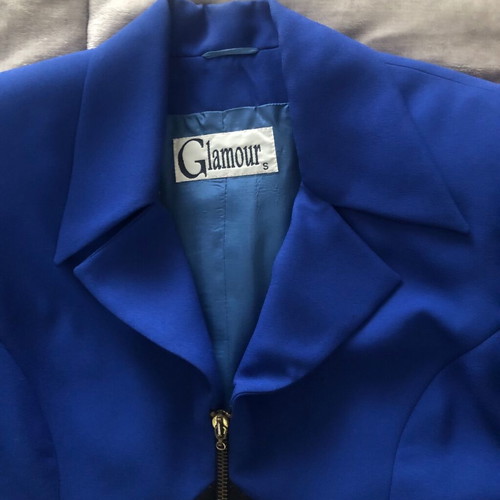 Women's short jacket used, black and blue, size S