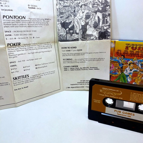 Pub Games tape cassette for Spectrum ZX used, complete in box