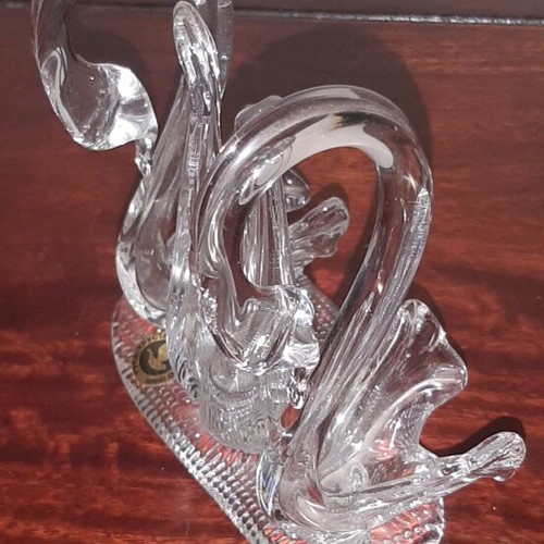 Napkin holder used, crystal swan-shaped