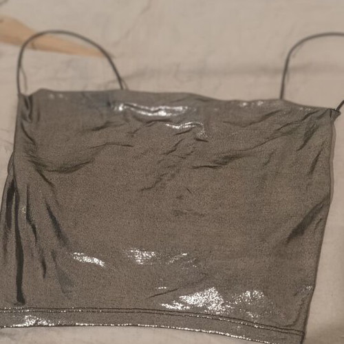 H&M silver metallic elastic crop top S