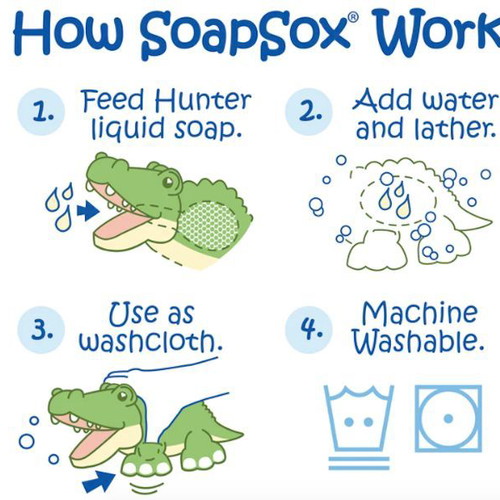 Soap Sox antimicrobial alligator sponge for kids new in bag