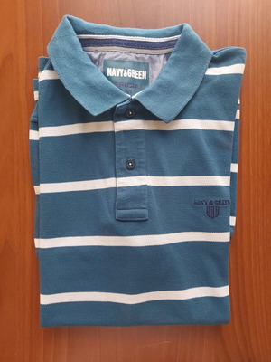 Ανδρική μπλούζα Polo Navy & Green σαν καινούργια, μέγεθος M, τιρκουάζ