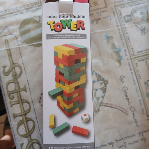 Mini Jenga color tumblin tower set used