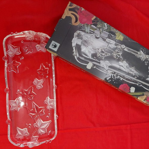 Rectangular crystal cake platter new 39x16 cm