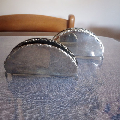 Vintage metal napkin holders set of 2 used with embossed design