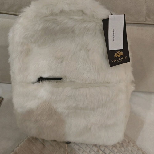 Faux bag pack white backpack new, furry 50x35 cm