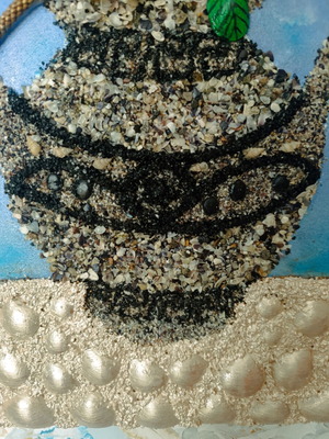 3D Mixed Media Painting Sea Bouquet with Natural Shells and Stones new
