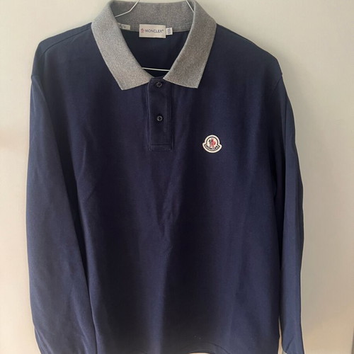 Moncler long sleeve polo shirt, blue, size XXL
