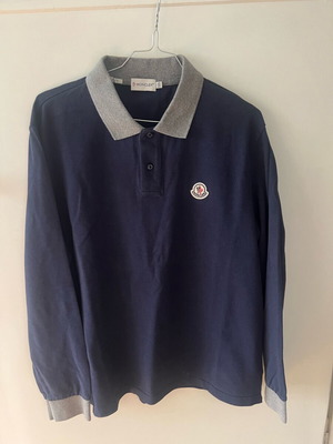 Moncler long sleeve polo shirt, blue, size XXL