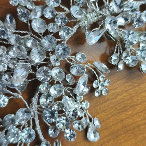Bridal hairpiece with crystals new, silver metal decoration