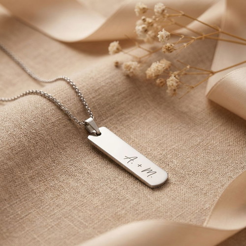 Men's necklace with vertical pendant stainless steel new