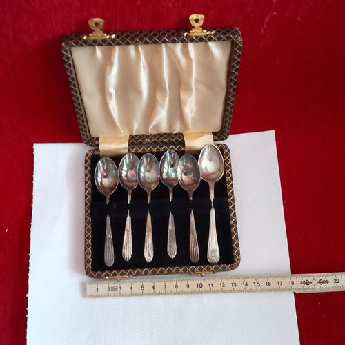 Collectible EPNSAI Dessert Spoon Set 1890-1910 with Box used