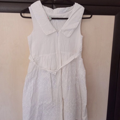 White dress for girls 12 years old used with open back and waist belt