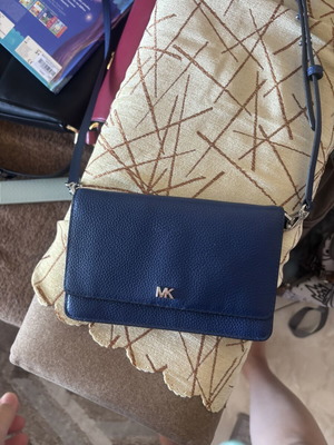 Michael Kors leather wallet crossbody navy blue like new