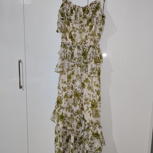 Olive Blossom Dress new, chiffon silk fabric, size M