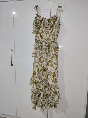 Olive Blossom Dress new, chiffon silk fabric, size M